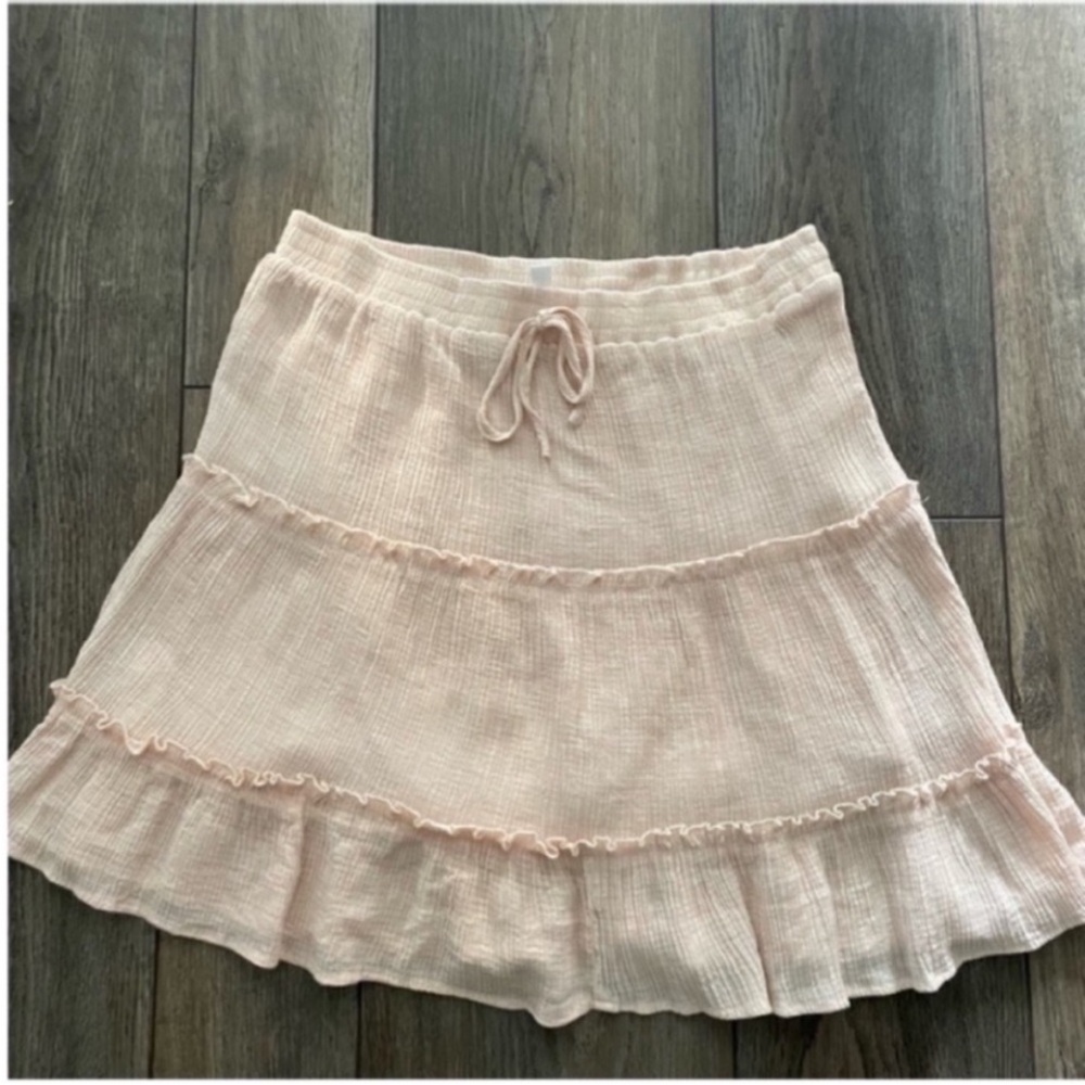 Love Tree Women’s Light Peach Tiered Ruffle Skirt L